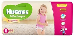 Huggies подгузники для девочек Ultra Comfort размер 5 12-22 кг 64 шт.