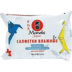 Maneki салфетки влажные Kaiteki для всей семьи с витамином Е и увлажняющим лосьоном 25 шт