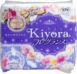 Unicharm Sanitary Sofy Kiyora Natural Relax Ежедневные гигиенические прокладки с ароматом цветочного мускуса 72 шт