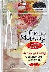 Japan Gals Маска с экстрактами 10 фруктов Pure 5 Essential 7 шт