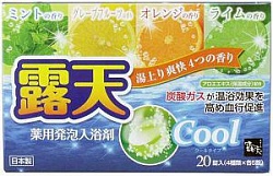 Fuso Kagaku Cool Соль для ванны на основе углекислого газа с охлаждающим эффектом и ароматами мяты, грейпфрута, апельсина и лайма 20 таблеток по 40 г