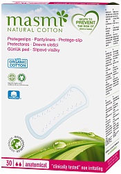 Masmi Natural Cotton  Ежедневные анатомические гигиенические прокладки из органического хлопка 30 шт
