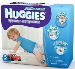 Huggies подгузники-трусики для мальчиков Little Walkers размер 5 13-17 кг 32 шт.