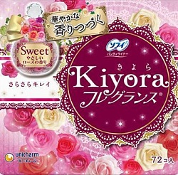 Unicharm Sanitary Sofy Kiyora Sweet Ежедневные гигиенические прокладки с нежным ароматом розы 72 шт