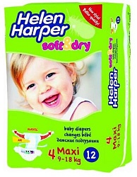 Helen Harper подгузники "Soft & Dry. Maxi" 9-18 кг 12 шт.