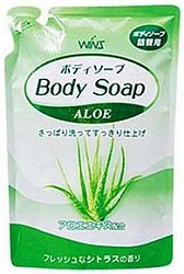 Nihon Крем-мыло для тела Wins Body soup aloe с экстрактом алоэ и богатым ароматом мягкая упаковка 400 мл