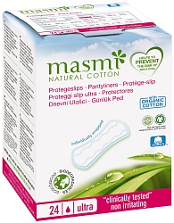 Masmi Natural Cotton Ежедневные ультратонкие гигиенические прокладки из органического хлопка в индивидуальной упаковке 24 шт