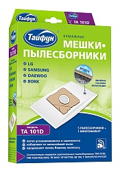 Тайфун TA 101D Бумажные мешки-пылесборники для пылесосов 5 шт. + 1 микрофильтр LG, Samsung, Daewoo, Bork