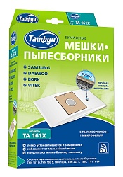 Тайфун TA 161X Бумажные мешки-пылесборники для пылесосов 5 шт. + 1 микрофильтр Samsung, Daewoo, Bork, Vitek