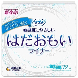 Unicharm Sofy Ежедневные гигиенические прокладки для чувствительной кожи без аромата 72 шт