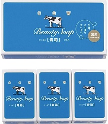 Cow Молочное освежающее мыло Beauty Soap синяя упаковка 85 г × 3  шт