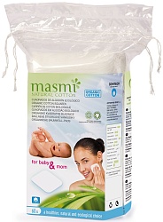 Masmi Natural Cotton Гигиенические косметические диски прямоугольные из органического хлопка 60 шт