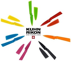 Нож малый Kuhn Rikon Colori зубчатое лезвие (зелёный, голубой, красный, жёлтый, оранжевый, розовый, чёрный)
