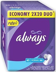 Always Женские гигиенические прокладки на каждый день Normal Duo 40 шт