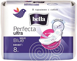 Bella Прокладки женские супертонкие Perfecta Ultra Maxi Blue по 8 шт