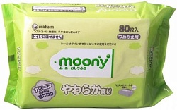 Moony Влажные мягкие салфетки для детей запасной блок 80 шт.