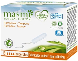Masmi Natural Cotton Гигиенические тампоны Super Plus из органического хлопка 15 шт