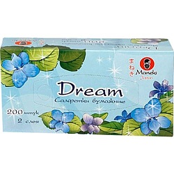 Maneki салфетки бумажные Dream двухслойные тон белые 200 шт.