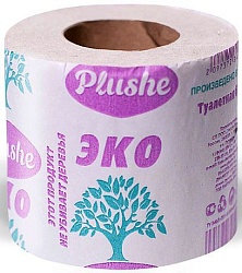 Plushe Туалетная бумага Eco 1 слой серая втулка 35 м 115 г 30 шт