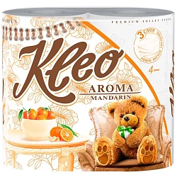 МЯГКИЙ ЗНАК Туалетная бумага "Kleo" 3-х слойная Aroma мандарин 4 рулона (оранжевая)