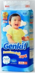 Nepia Genki! Детские подгузники (для мальчиков и девочек) 54 шт., 9-14 кг (Размер L)