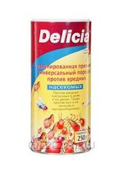 Delicia Активная пищевая гранулированная приманка против вредных насекомых в порошке (или разводится для полива) 4-х кратная концентрация 250 г