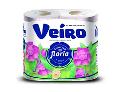 VEIRO Linia Floria Туалетная бумага ароматизированная 2-слойная 4 рулона красный Душистый пион