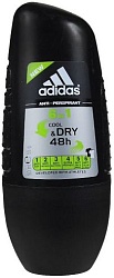 Adidas Cool & Dry 6 в 1 48 ч Антиперспирант ролик для мужчин 50 мл