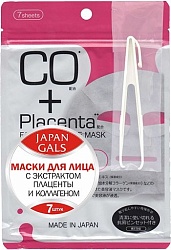 Japan Gals Маска с плацентой и коллагеном Facial Essence Mask CO + Placenta 7 шт
