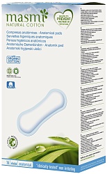 Masmi Natural Cotton Классические анатомические гигиенические прокладки из органического хлопка 16 шт