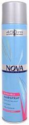 Nova Лак для укладки волос сильная фиксация красный 450 мл