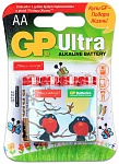 GP Алкалиновые батарейки Ultra Alkaline 15А AA 4 шт на блистере Подари жизнь