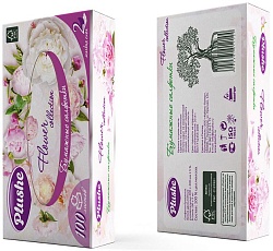 Plushe Салфетки бумажные в коробочках 2 слоя V-сложение Ассорти: Spa, Flower, Macaron 100 листов
