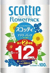 Scottie Мягкая туалетная бумага однослойная особо плотной намотки Crecia FlowerPack 2 6 рулонов 100 м