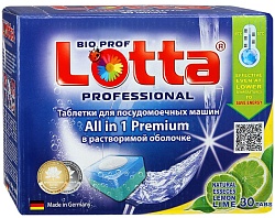 Lotta Pack All in 1 Premium Lemon Таблетки для посудомоечных машин в растворимой оболочке 30 шт.