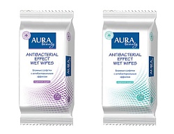 Aura Влажные салфетки с антибактериальным эффектом  Family/Beauty 72 шт