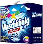 Der Waschkonig Универсальный стиральный порошок для стирки всех видов белья любым способом в картоне 30 стирок 2,4 кг