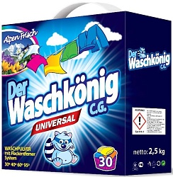 Der Waschkonig Универсальный стиральный порошок для стирки всех видов белья любым способом в картоне 30 стирок 2,5 кг