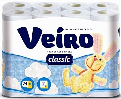 Veiro Classic Бумага туалетная 2-слойная белая 24 рулона