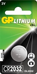 GP Lithium Литиевая дисковая батарейка CR2032 1 шт в блистере