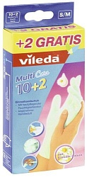Vileda Перчатки Multi Care одноразовые с бальзамом размер S/M 10 шт. + 2 шт.