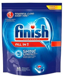 Calgonit finish Таблетки для посудомоечных машин All in 1 Shine&Protect 65 шт