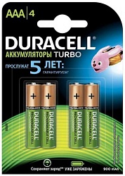 Duracell Аккумулятор HR03 AAA 900 mАh 4 шт