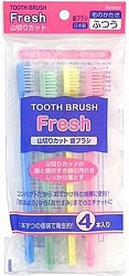 Kyowa Shiko Набор зубных щёток со щетиной в форме зубцов средней жёсткости Fresh 4 шт