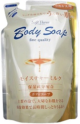 Mitsuei Soft Three Крем-мыло для тела с молочными протеинами глубоко увлажняющее мягкая упаковка 400 мл