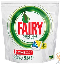 Fairy All in 1 Средство для мытья посуды в капсулах для автоматических посудомоечных машин Лимон 84 шт