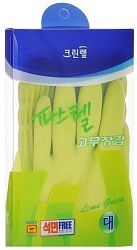 Clean Wrap Перчатки из натурального латекса "Clean pastel latex glove" с внутренним покрытием (удлиненные), зеленые, размер S, 1 пара