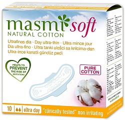 Masmi Natural Cotton Ультратонкие дневные гигиенические прокладки Soft из натурального хлопка 10 шт