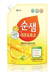 KeraSys Soonsaem Natural Enzyme Средство для мытья посуды Натуральные ферменты Лимон мягкая упаковка запасной блок 1276 мл