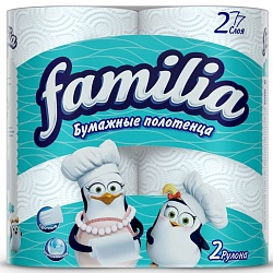 Familia Бумажные полотенца белые двухслойные, 2шт